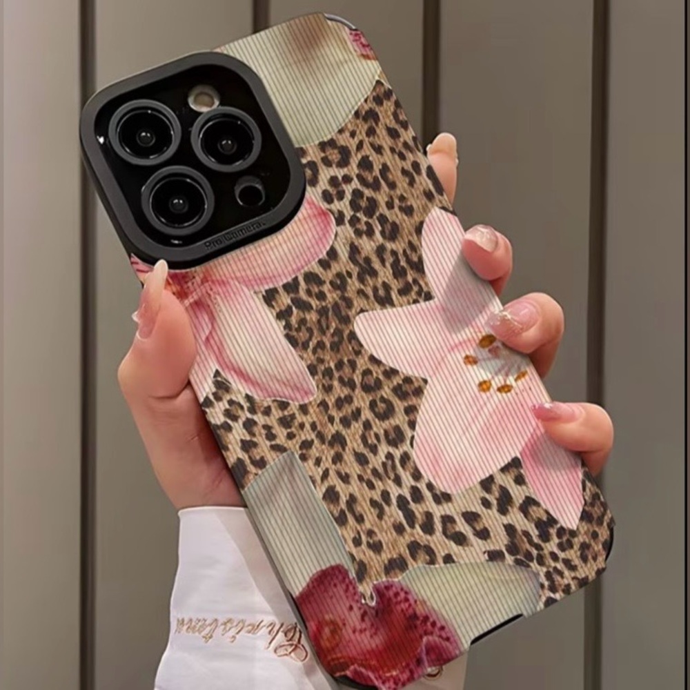 iPhone Phone Case Vertical Grain Floral Animal Print PU Leather Texture